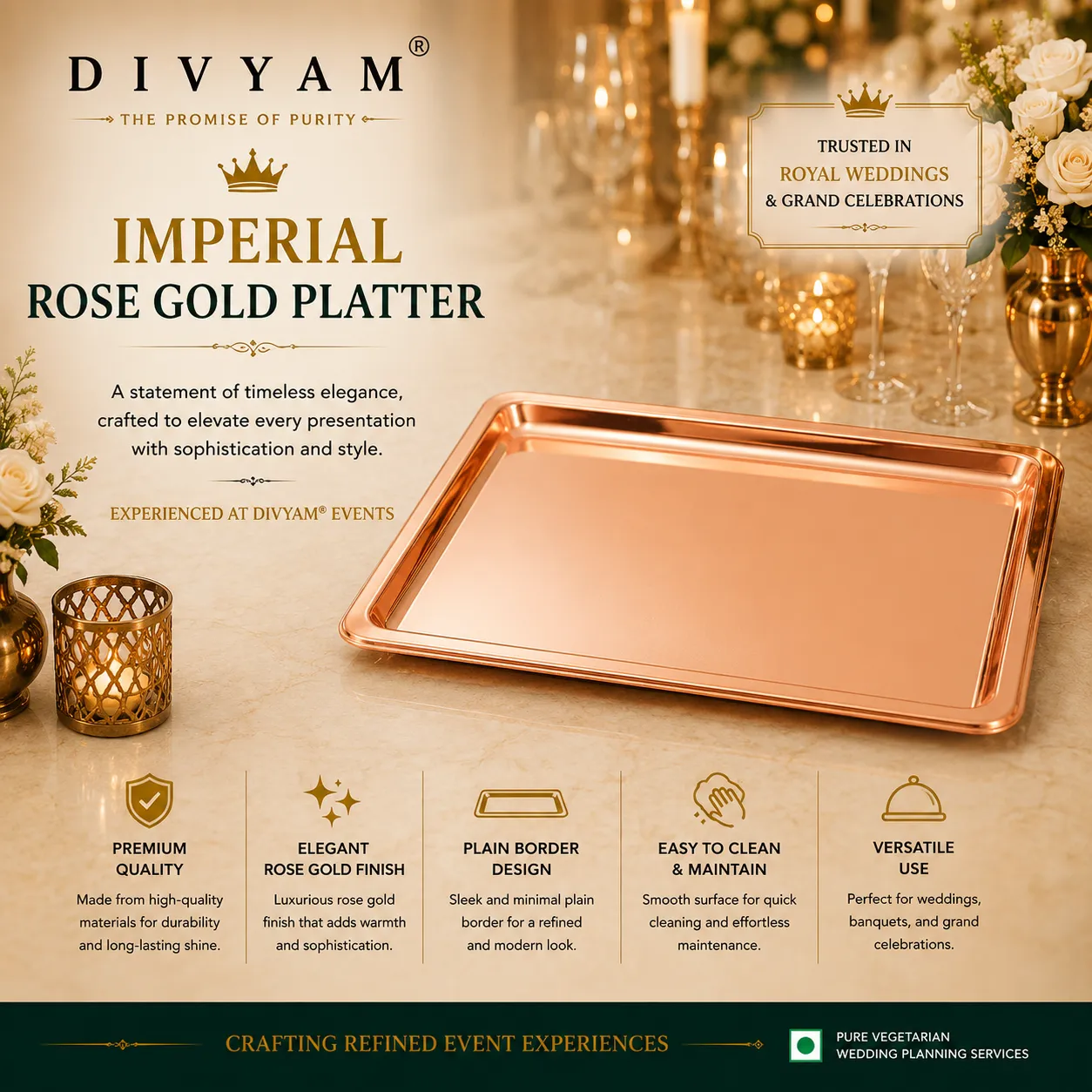 Imperial Rose Gold Platter presentation by D I V Y A M®